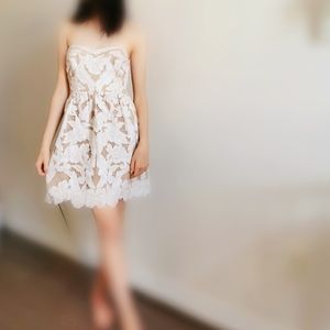 Club Monaco Lace Dress (White and Peach)
